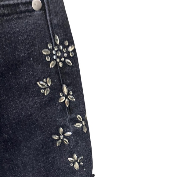 Camila Coelho Crystal Detailed Denim Jeans Black High Rise NWOT - Picture 5 of 7